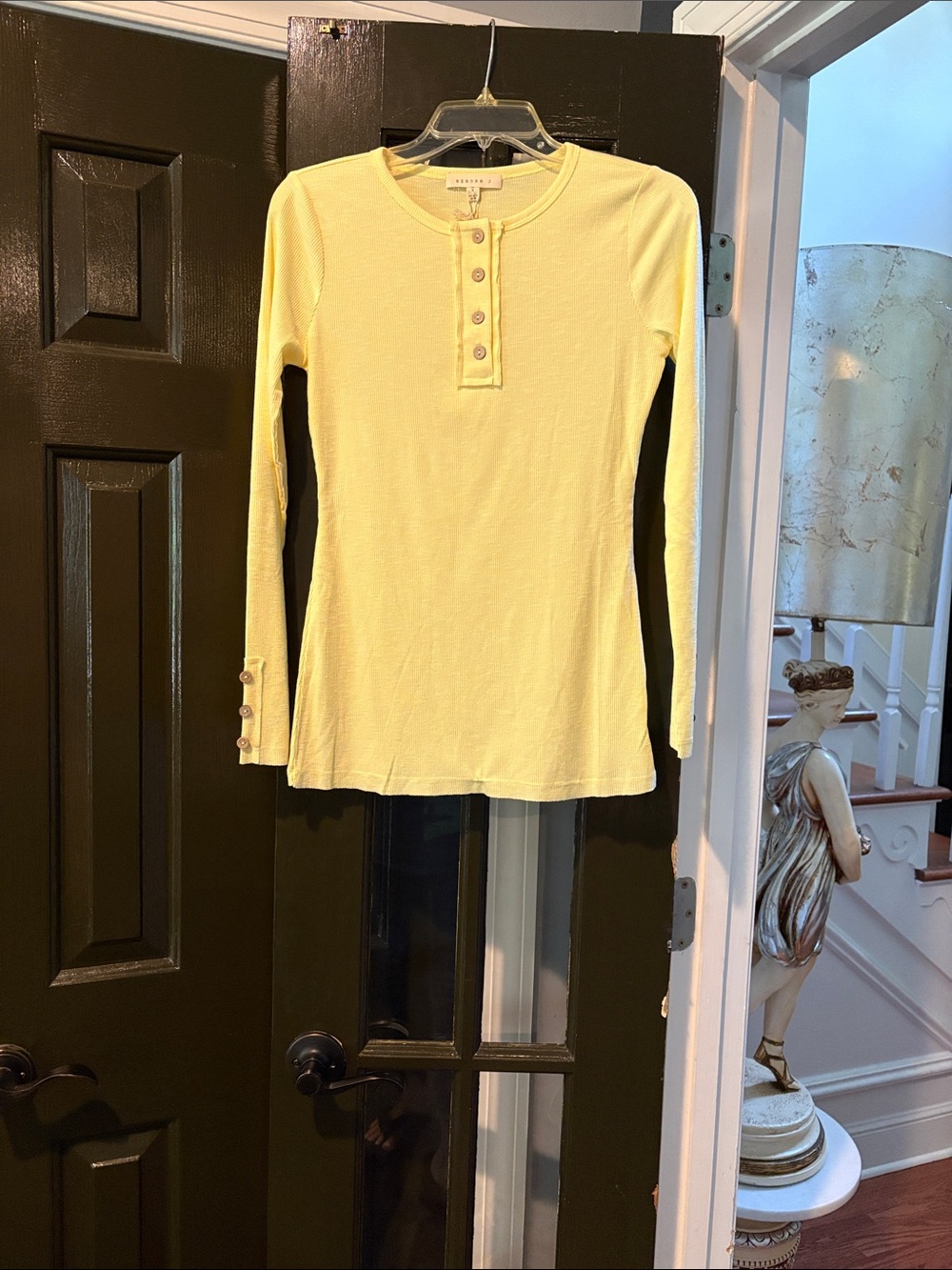 Reborn J Pale Yellow Long-Sleeve Henley Top